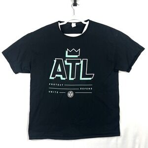 Atlanta United FC MLS Mens XL Black Protect Defend Unite Graphic T-Shirt Cotton